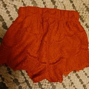 Red Lace Shorts.